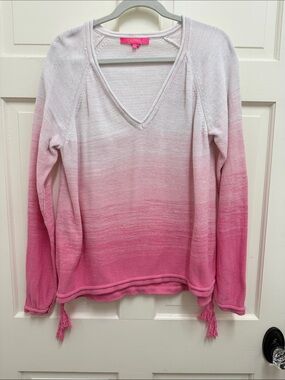 Lilly Pulitzer Pink Ombre V-Neck Sweater with Tassels